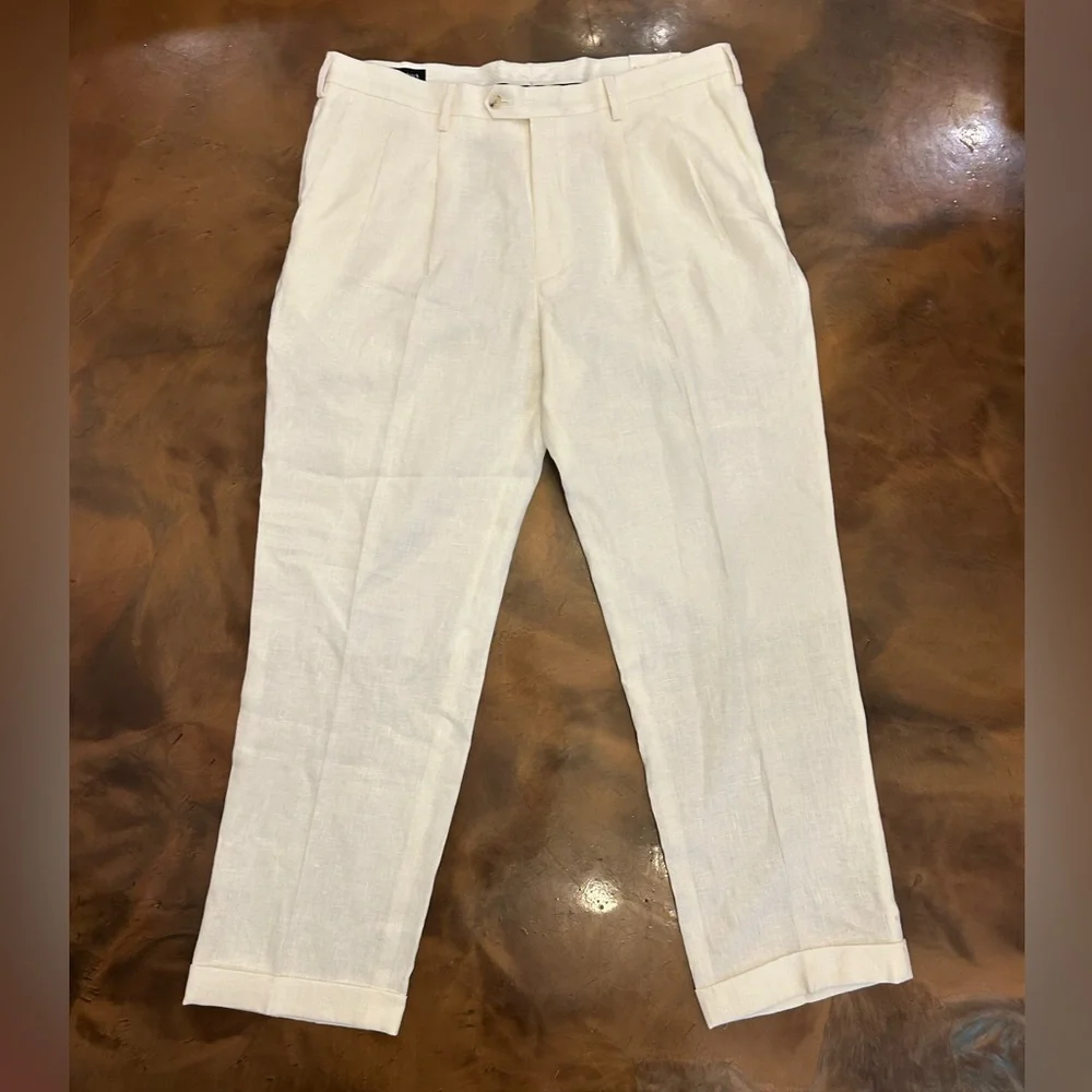 PAUL FREDRICK - men’s Ivory Linen Pants NWT